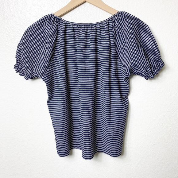 Madewell Texture & Thread Blue Peasant Stripe Top XSS BRAND NEW - Picture 5 of 5